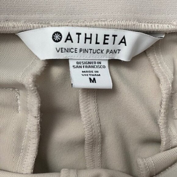 ATHLETA Venice High Rise Pintuck Cropped Pants Ivory Medium - Picture 10 of 11